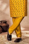 Buy_Masaba_Yellow Raw Silk Printed Pixie Dust Kurta And Pant Set _Online_at_Aza_Fashions