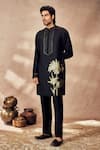 Buy_Masaba_Black Tussar Silk Printed Palm Bloom Kurta 