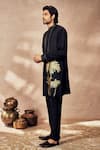 Buy_Masaba_Black Tussar Silk Printed Palm Bloom Kurta And Pant Set _Online_at_Aza_Fashions