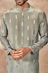 Buy_Masaba_Grey Crepe Silk Print Timber Tribe Foil Kurta _Online_at_Aza_Fashions