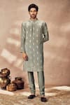 Buy_Masaba_Grey Crepe Silk Print Timber Tribe Foil Kurta With Pant _at_Aza_Fashions