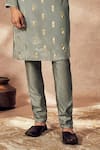 Masaba_Grey Crepe Silk Print Timber Tribe Foil Kurta With Pant _Online_at_Aza_Fashions