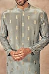 Shop_Masaba_Grey Crepe Silk Print Timber Tribe Foil Kurta With Pant _Online_at_Aza_Fashions