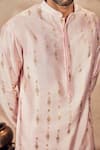 Shop_Masaba_Pink Raw Silk Print Boho Tribal Pillar Foil Kurta _Online_at_Aza_Fashions