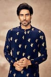 Buy_Masaba_Blue Crepe Silk Print Ganesha Foil Kurta _Online_at_Aza_Fashions