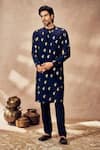 Buy_Masaba_Blue Crepe Silk Print Ganesha Foil Kurta With Pant _at_Aza_Fashions