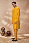 Buy_Masaba_Yellow Crepe Silk Print Mystic Foil Kurta _Online_at_Aza_Fashions