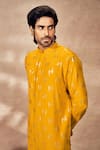 Masaba_Yellow Crepe Silk Print Mystic Foil Kurta With Pant _at_Aza_Fashions