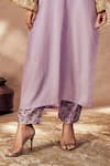 Masaba_Purple Raw Silk Print Sequin Pixie Dust Embroidered Border Tunic With Pant _Online_at_Aza_Fashions