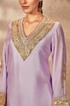 Buy_Masaba_Purple Raw Silk Print Sequin Pixie Dust Embroidered Border Tunic With Pant 