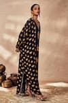 Buy_Masaba_Black Crepe Silk Print Trinkets V-neck Kaftan _Online_at_Aza_Fashions