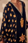 Masaba_Black Crepe Silk Print Trinkets V-neck Kaftan _at_Aza_Fashions