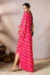 Shop_Masaba_Pink Crepe Silk Print Trinkets V-neck Slit Kaftan _at_Aza_Fashions