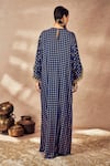 Shop_Masaba_Blue Crepe Silk Print Palmscape Round Gathered Kaftan _at_Aza_Fashions