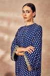 Buy_Masaba_Blue Crepe Silk Print Palmscape Round Gathered Kaftan _Online_at_Aza_Fashions