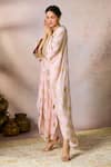 Buy_Masaba_Pink Crepe Silk Foil Print Trinkets V-neck Slit Kaftan _Online_at_Aza_Fashions