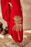 Buy_Masaba_Red Crepe Silk Foil Print Tropical One Shoulder Asymmetric Kaftan _Online_at_Aza_Fashions