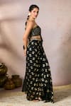 Buy_Masaba_Black Pre-stitched Saree Georgette Whispering Lily Foil Print With Blouse _Online_at_Aza_Fashions