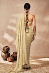 Shop_Masaba_Beige Pre-stitched Saree Georgette Embroidered Timber Foil Print With Blouse _at_Aza_Fashions