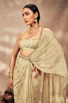 Buy_Masaba_Beige Pre-stitched Saree Georgette Embroidered Timber Foil Print With Blouse _Online_at_Aza_Fashions