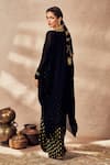 Shop_Masaba_Black Jacket And Skirt Georgette Embroidered Dori Sequin Printed Draped Set _at_Aza_Fashions