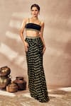 Buy_Masaba_Black Jacket And Skirt Georgette Embroidered Dori Sequin Printed Draped Set 