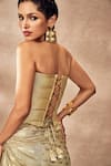 Shop_Masaba_Beige Raw Silk Embroidered Dori Sequin Corset Printed Draped Skirt Set _Online_at_Aza_Fashions