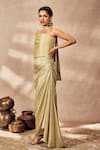 Buy_Masaba_Beige Raw Silk Embroidered Dori Sequin Corset Printed Draped Skirt Set 