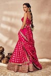 Buy_Masaba_Pink Raw Silk Print Whispering Lily Foil Sweetheart Neck Kalidar Lehenga Set _Online_at_Aza_Fashions