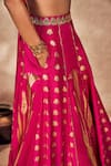 Masaba_Pink Raw Silk Print Whispering Lily Foil Sweetheart Neck Kalidar Lehenga Set _at_Aza_Fashions