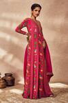 Buy_Masaba_Pink Crepe, Silk, Organza Tropical Rhapsody Print Anarkali With Dupatta _Online_at_Aza_Fashions