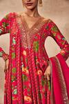 Masaba_Pink Crepe, Silk, Organza Tropical Rhapsody Print Anarkali With Dupatta _at_Aza_Fashions