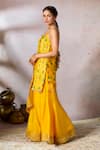 Masaba_Yellow Kurta And Sharara Raw Silk Printed Tropical Scoop Nomadic Tribe Set _Online_at_Aza_Fashions