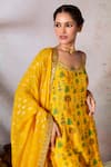 Shop_Masaba_Yellow Kurta And Sharara Raw Silk Printed Tropical Scoop Nomadic Tribe Set _Online_at_Aza_Fashions