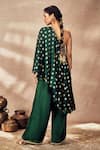 Shop_Masaba_Green Raw Silk Embroidered Floral One-shoulder Palmscape Tunic And Pant Set _at_Aza_Fashions