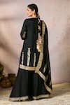 Shop_Masaba_Black Tunic And Sharara Raw Silk Embroidered Thread Whispering Lily Kurta Set _at_Aza_Fashions