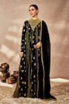 Buy_Masaba_Black Anarkali Crepe Silk Foil Printed Gota Round Embroidered With Dupatta _at_Aza_Fashions