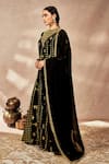 Masaba_Black Anarkali Crepe Silk Foil Printed Gota Round Embroidered With Dupatta _Online_at_Aza_Fashions