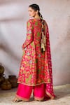 Shop_Masaba_Pink Kurta And Pant Raw Silk Printed Tropical V Neck Rhapsody Tunic Set _at_Aza_Fashions