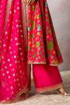 Masaba_Pink Kurta And Pant Raw Silk Printed Tropical V Neck Rhapsody Tunic Set _Online_at_Aza_Fashions