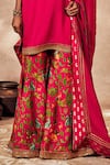Buy_Masaba_Pink Silk, Organza Sequins, Embroidery Placement Foil Print Tunic Sharara Set _Online_at_Aza_Fashions
