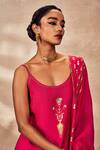 Shop_Masaba_Pink Silk, Organza Sequins, Embroidery Placement Foil Print Tunic Sharara Set _Online_at_Aza_Fashions
