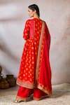 Shop_Masaba_Red Kurta And Pant Raw Silk Foil Printed Embroidered Anarkali With Dupatta _at_Aza_Fashions