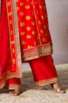 Masaba_Red Kurta And Pant Raw Silk Foil Printed Embroidered Anarkali With Dupatta _Online_at_Aza_Fashions