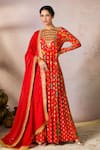 Buy_Masaba_Red Anarkali Crepe Silk Printed Tropical Round Rhapsody With Dupatta _at_Aza_Fashions