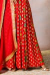 Masaba_Red Anarkali Crepe Silk Printed Tropical Round Rhapsody With Dupatta _Online_at_Aza_Fashions