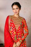 Buy_Masaba_Red Anarkali Crepe Silk Printed Tropical Round Rhapsody With Dupatta _Online_at_Aza_Fashions