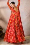 Shop_Masaba_Red Anarkali Crepe Silk Printed Tropical Round Rhapsody With Dupatta _Online_at_Aza_Fashions