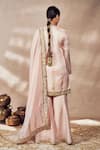 Shop_Masaba_Pink Kurta And Sharara Raw Silk Printed Sequin Whispering Lily Embroidered Set _at_Aza_Fashions