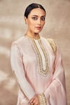 Buy_Masaba_Pink Kurta And Sharara Raw Silk Printed Sequin Whispering Lily Embroidered Set _Online_at_Aza_Fashions